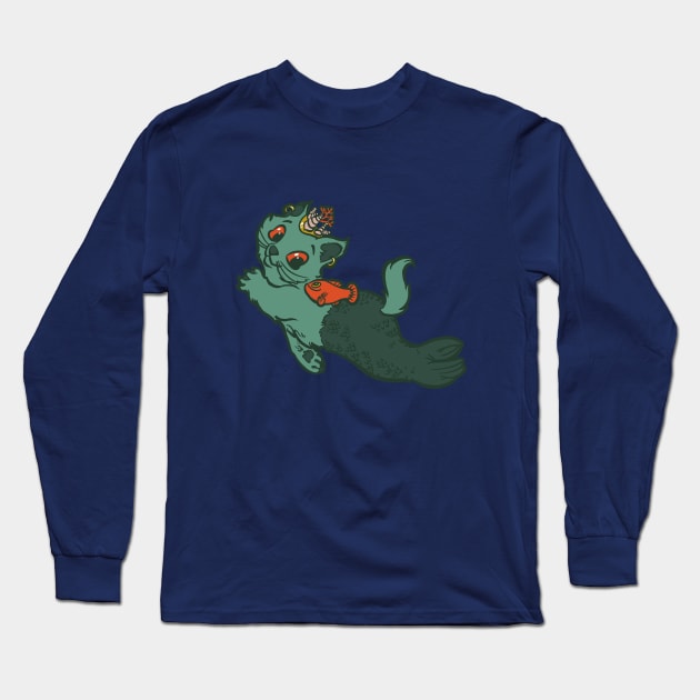 Prince Nippin the Super Cute Mercat and His Fishy Friend Long Sleeve T-Shirt by RJKpoyp